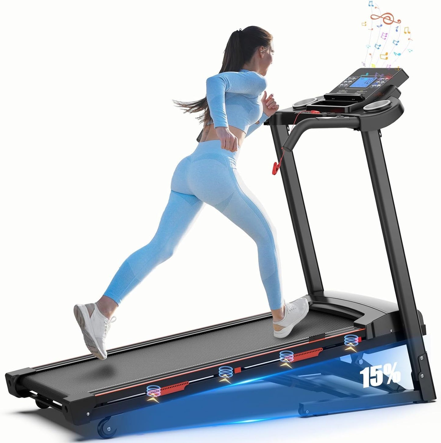 Home Automatic Tilt Treadmill Foldable Treadmill 400 Lbs Approx. 181.4 Kg Capacity 3.25 Horsepower Folding Electric Treadmill