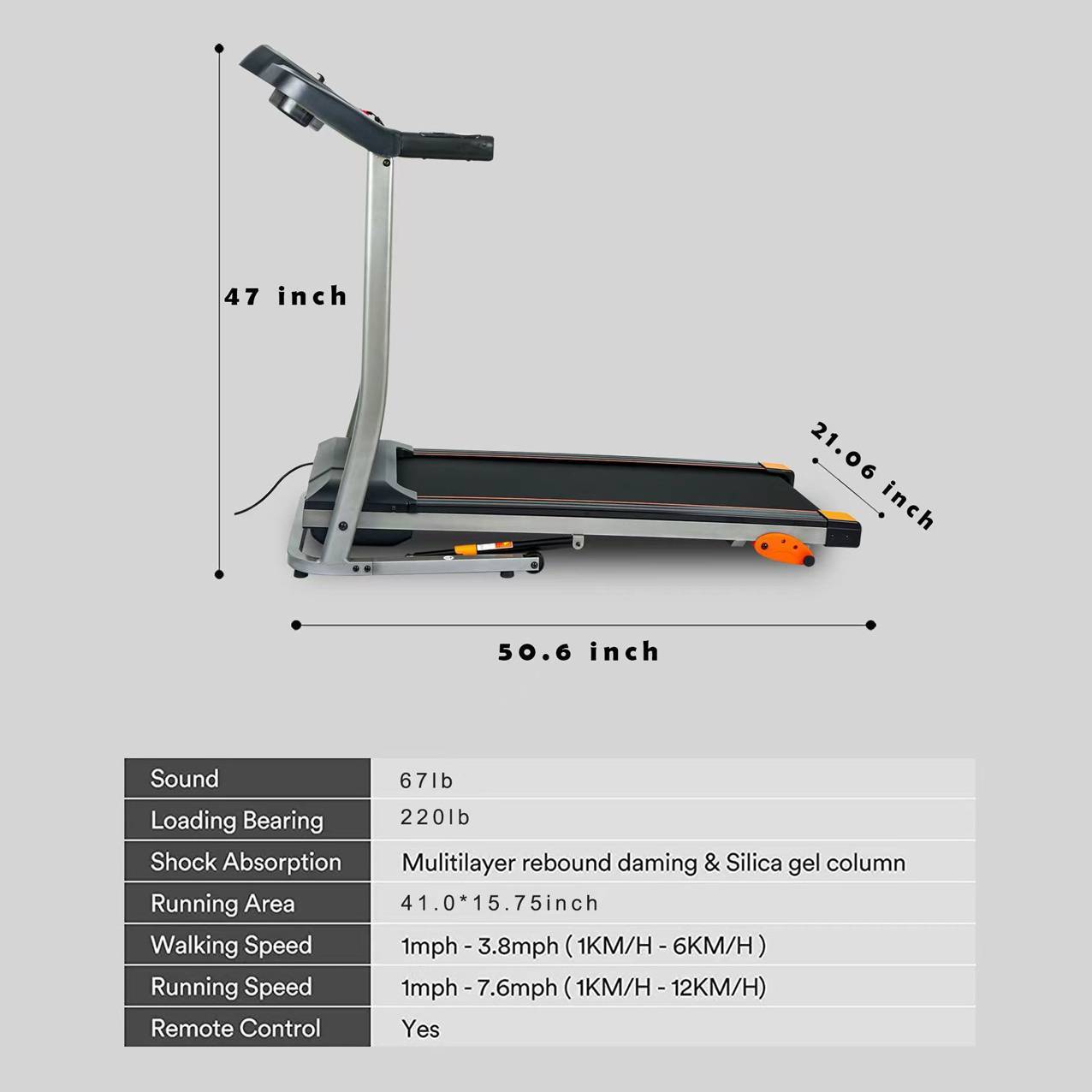 Folding Treadmill Fitness Equipment With LCD Walking Running Cardio Exercise Machine